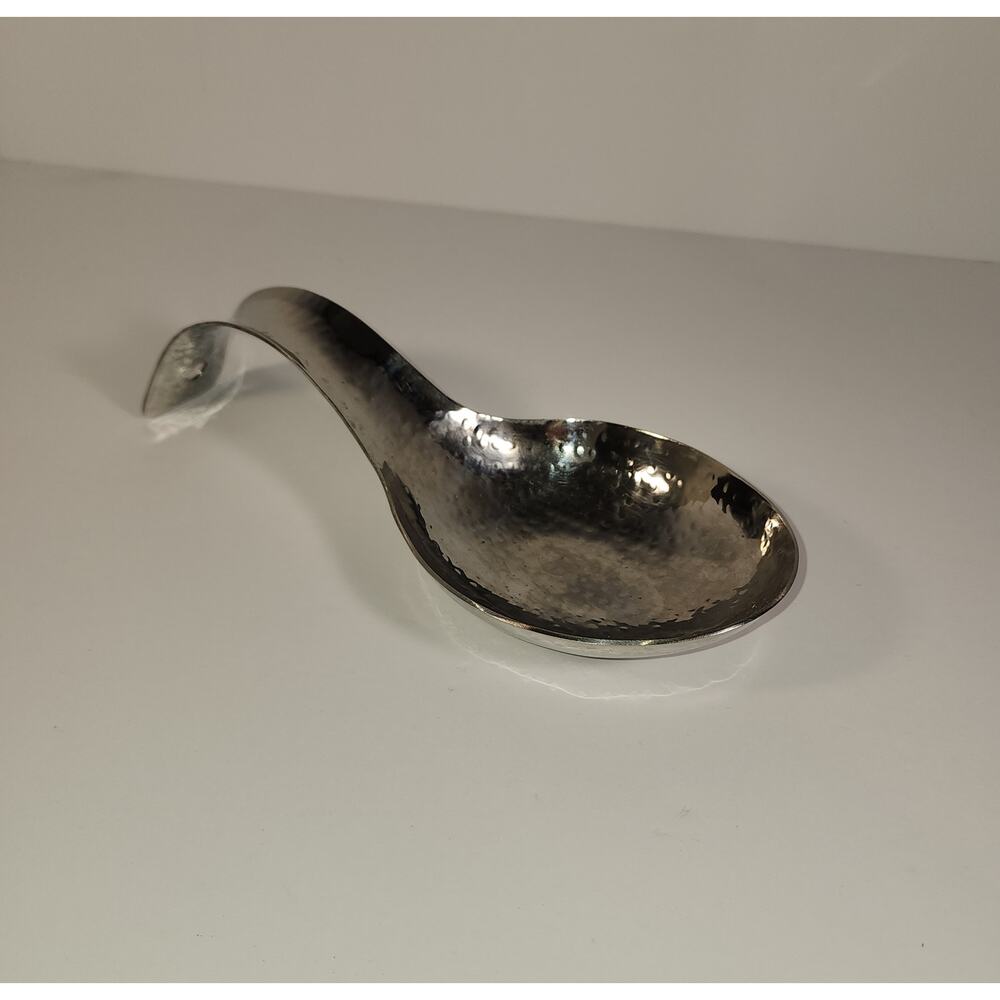 Stainless Hammered Steel Spoon Rest Handmade Deep and Tall